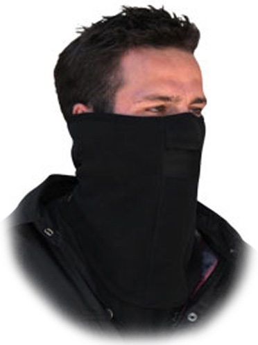 Solid Black Microfleece with Neck Coverage, Half Face Mask